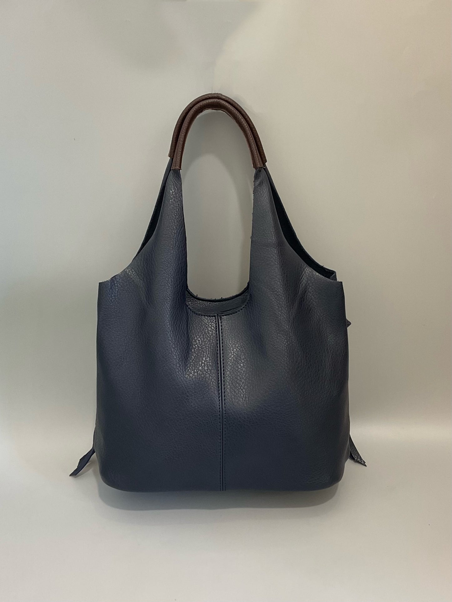 Navy Soft Leatherette Shoulder Bag