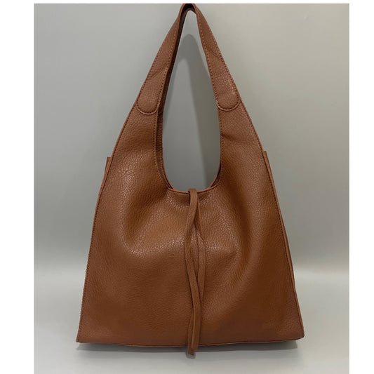 Tan Soft Leatherette Shoulder Bag