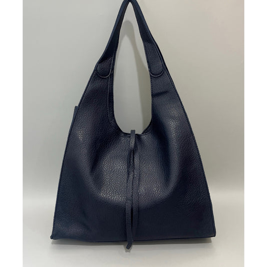 Navy Soft Leatherette Shoulder Bag
