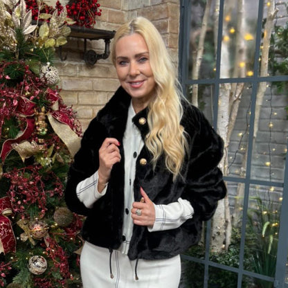 Black Faux Fur Short Jacket