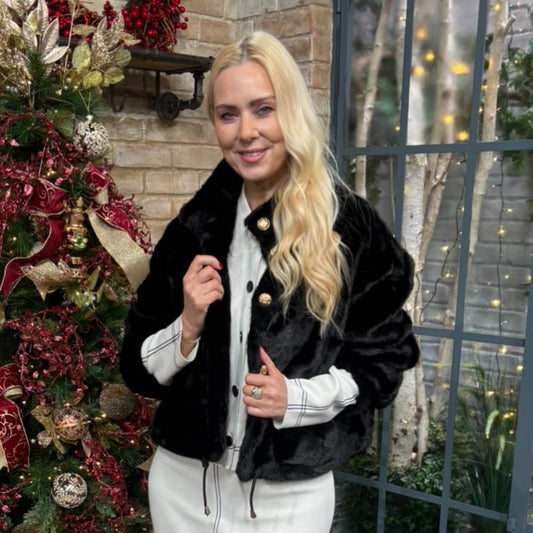 Black Faux Fur Short Jacket