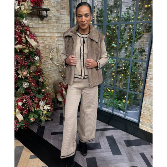 Zoe Camel/Black Gold Button Co-Ord