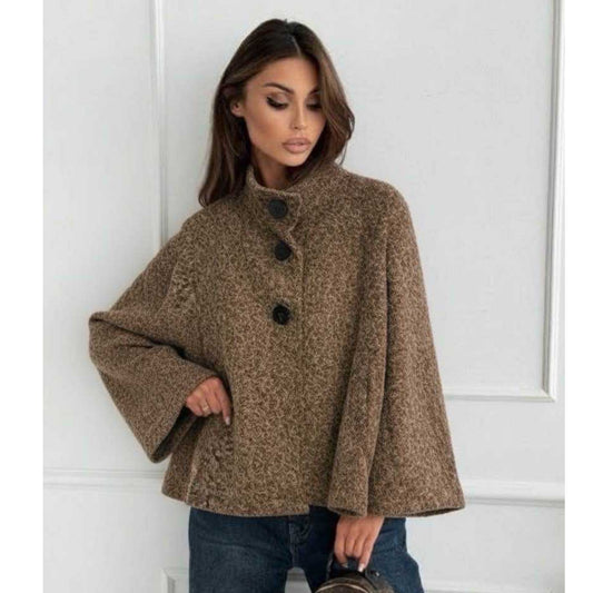 Wool Effect Jacket Mocha Gold Buttons (8-16)