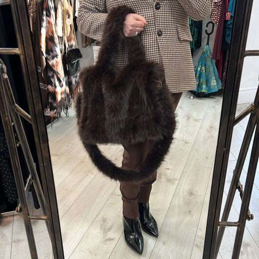 Brown Faux Fur Handbag/Crossbody (Large)