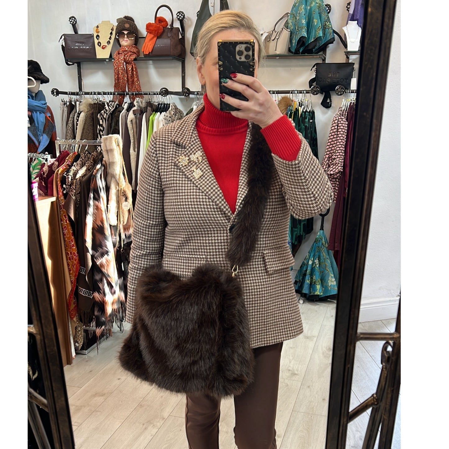 Brown Faux Fur Handbag/Crossbody (Large)