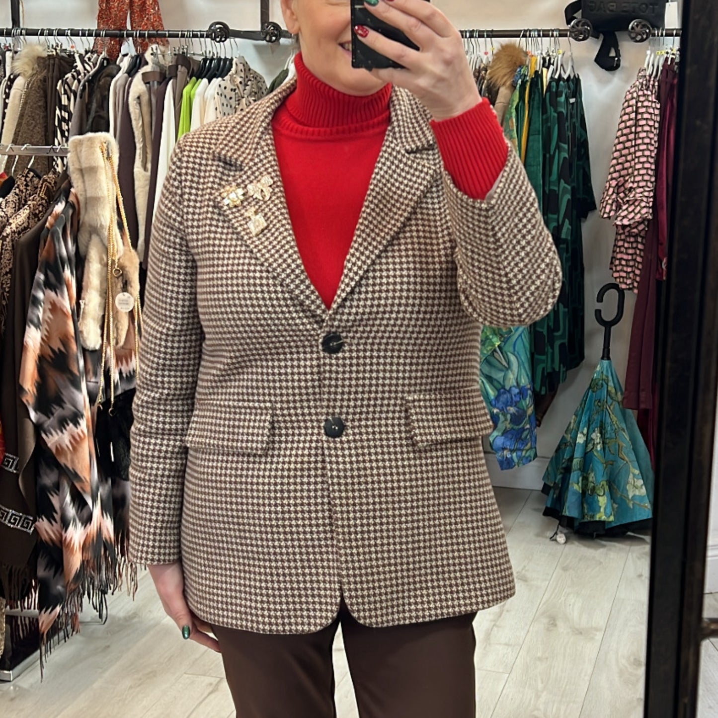 Brown & Beige Tweedy Blazer Brooches