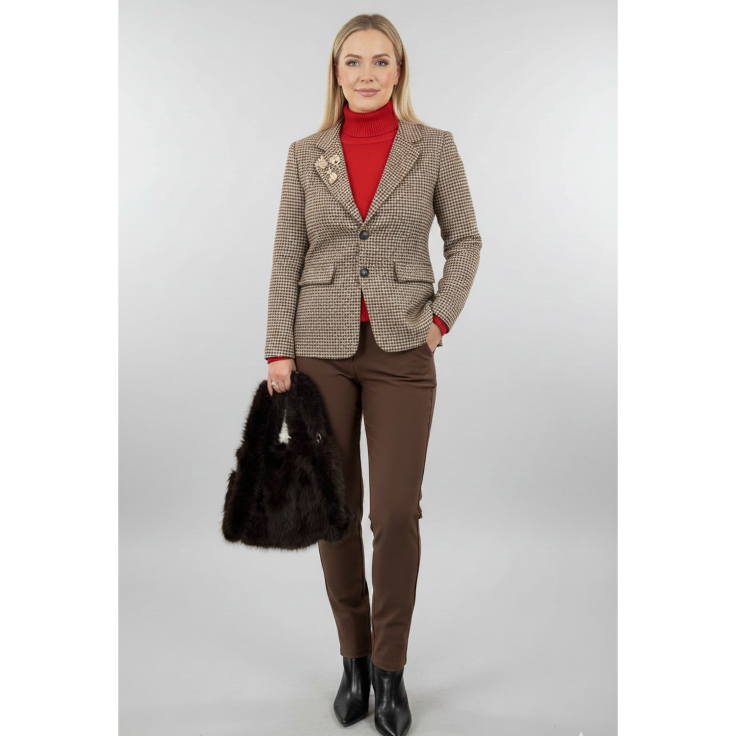 Brown & Beige Tweedy Blazer Brooches