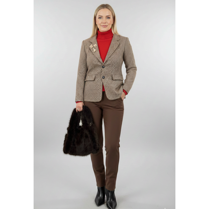 Brown & Beige Tweedy Blazer Brooches