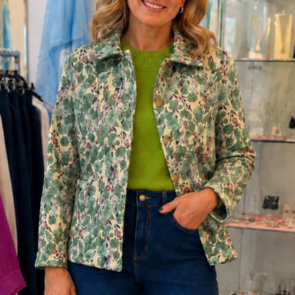 Green Floral Quilted Jacket (Fits 8-16)