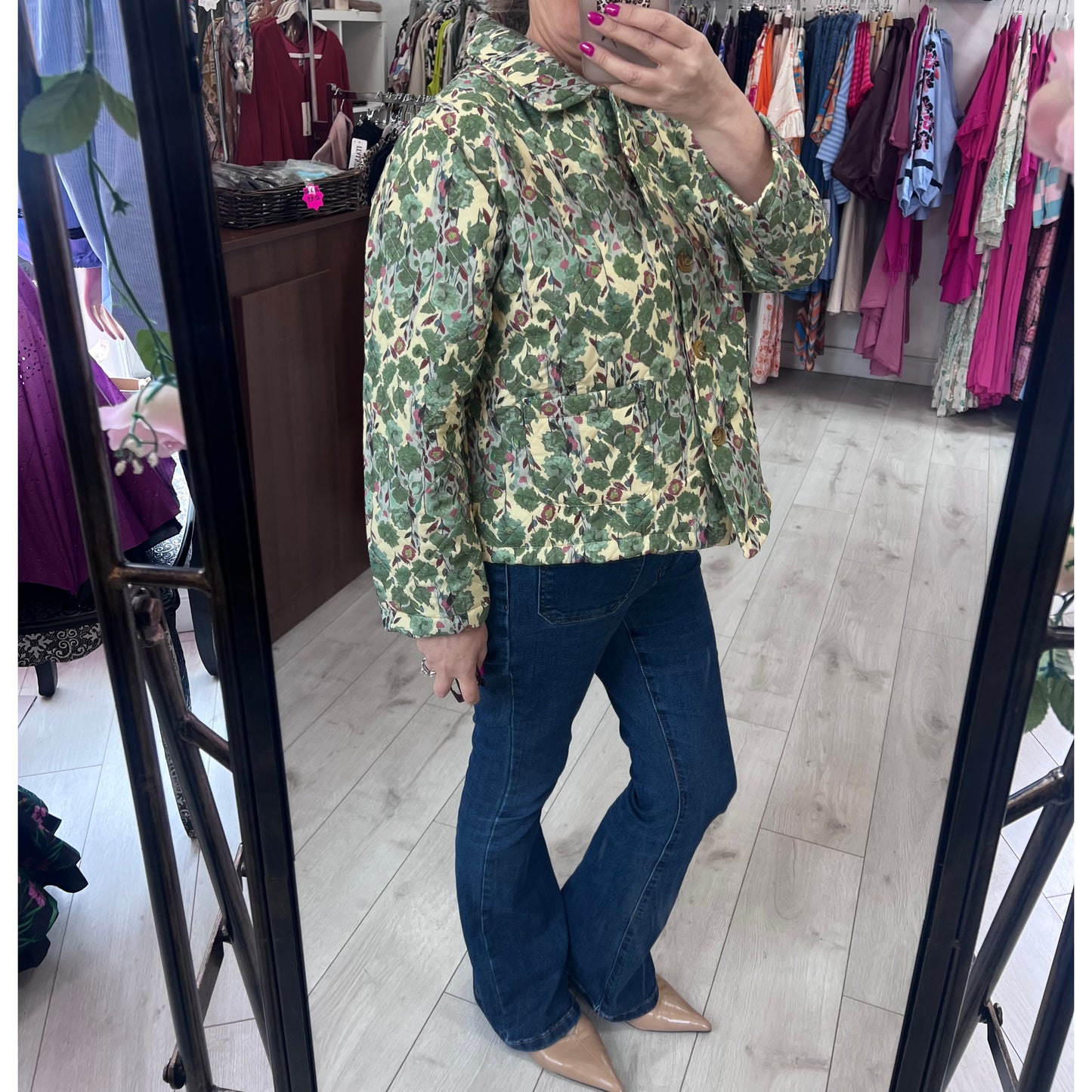 Green Floral Quilted Jacket (Fits 8-16)