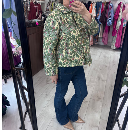 Green Floral Quilted Jacket (Fits 8-16)