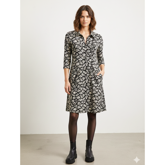 Grainne Black & Cream Tunic Dress