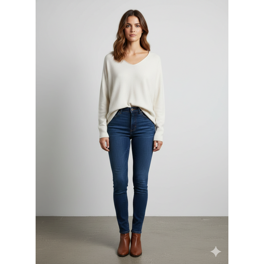 DECK V Neck Jumper Winter White