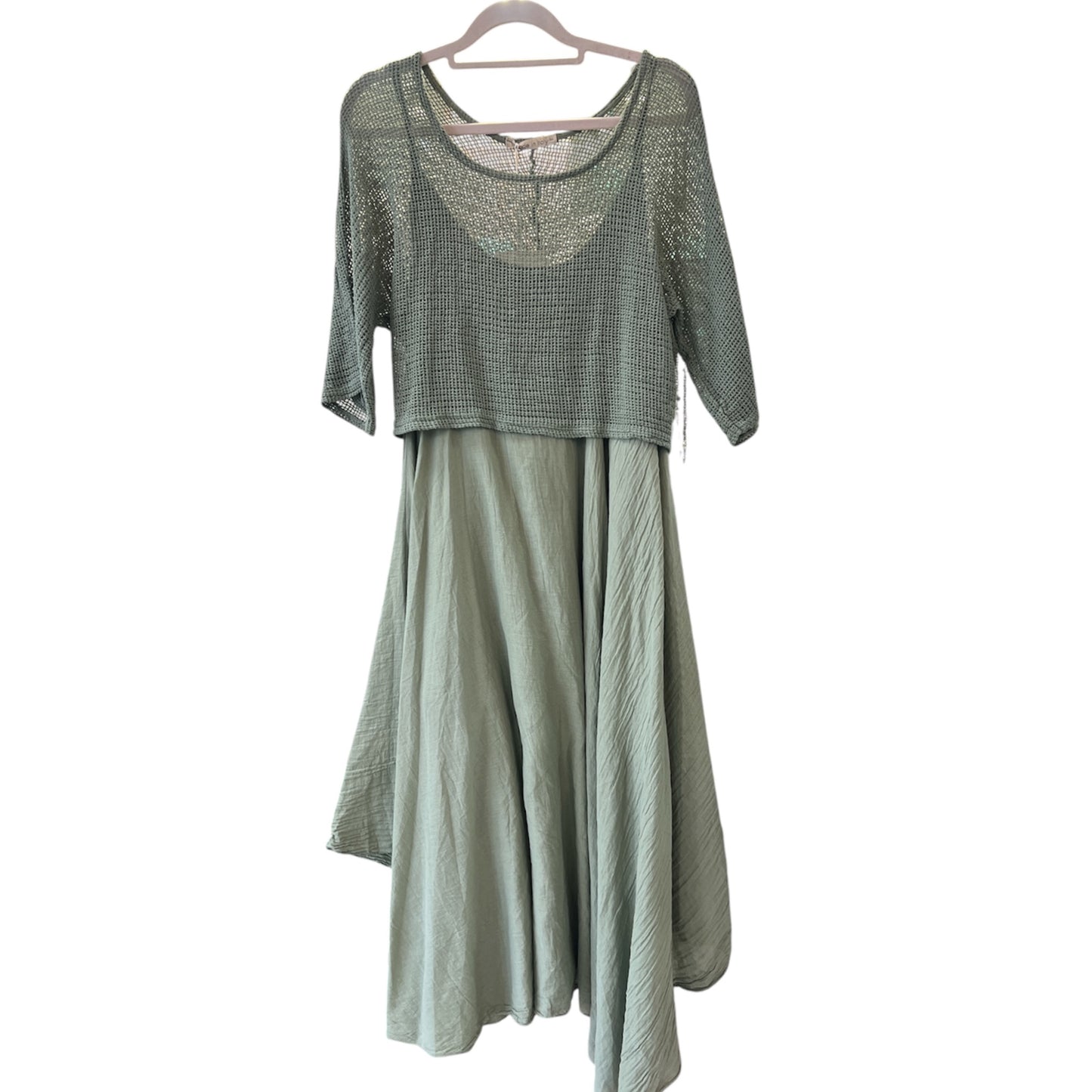 2 Piece A-Line Midi Dress & Mesh Top  (3 Colours)