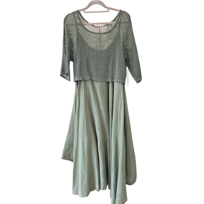 2 Piece A-Line Midi Dress & Mesh Top  (3 Colours)