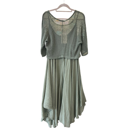 2 Piece A-Line Midi Dress & Mesh Top  (3 Colours)