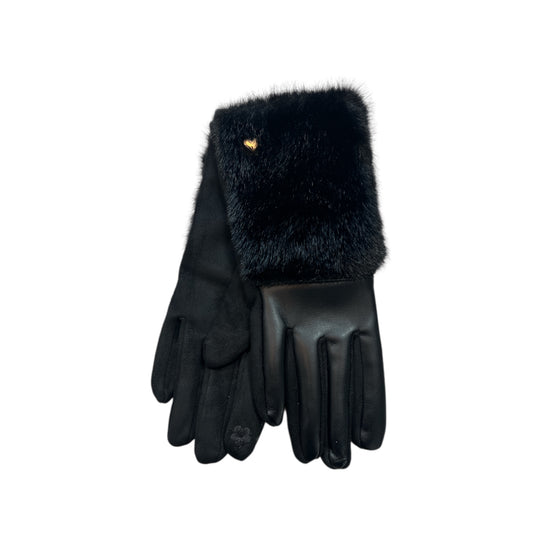 Black Gloves Leatherette/Faux Fur