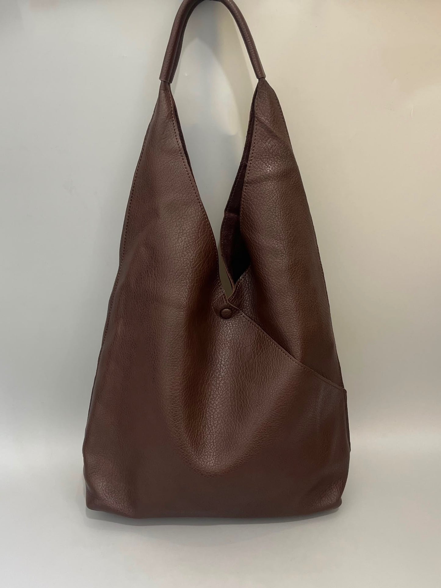 Chocolate Brown Soft Leatherette Shoulder Bag