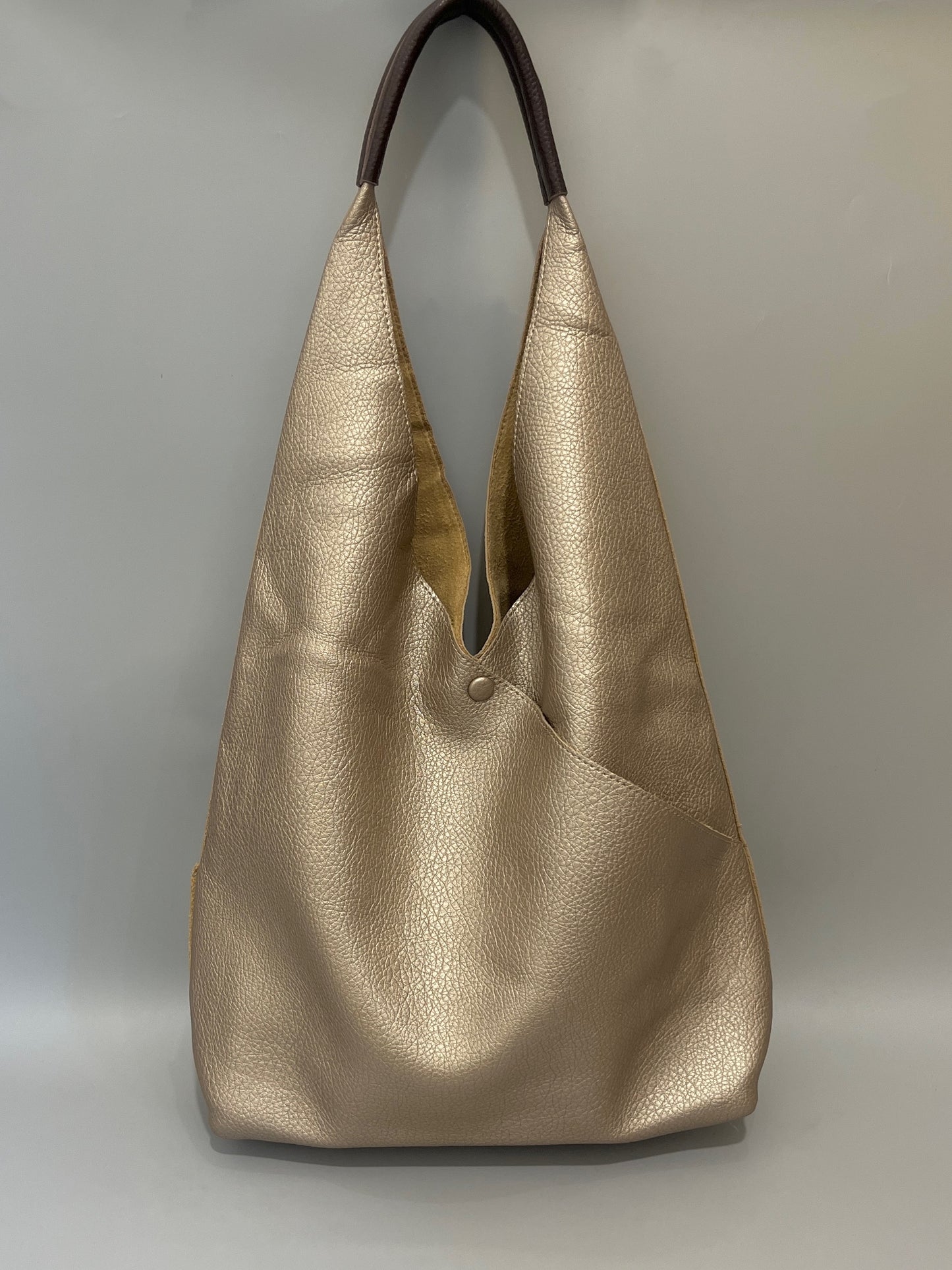 Gold Metallic Soft Leatherette Shoulder Bag