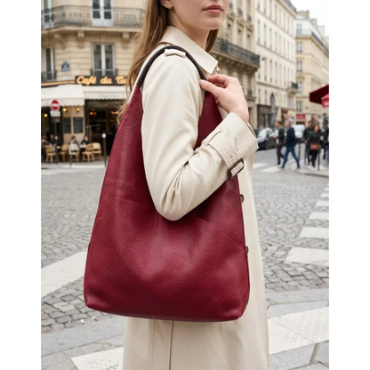 Wine Soft Leatherette Shoulder Bag
