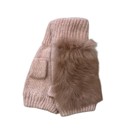 Dusty Pink Fur Fingerless Gloves