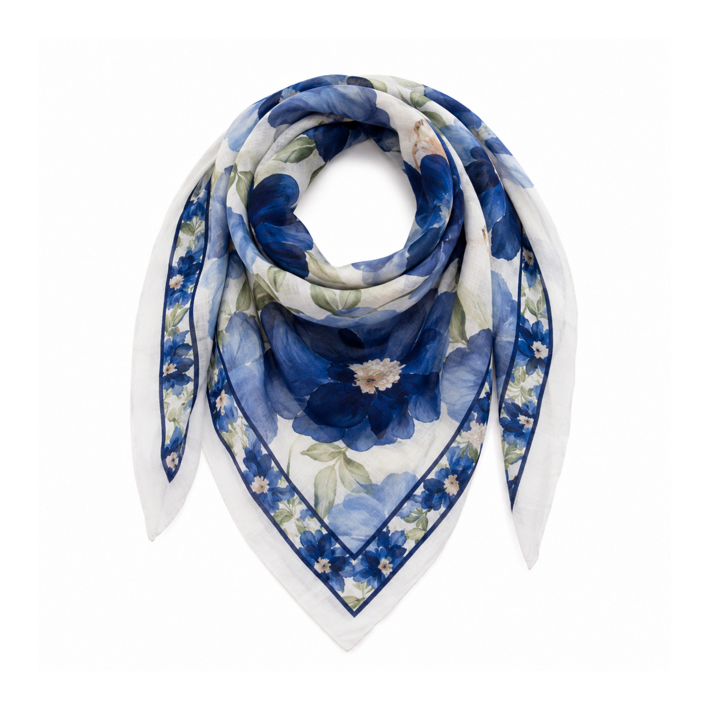 Floral Neck Scarf Blues & Off White