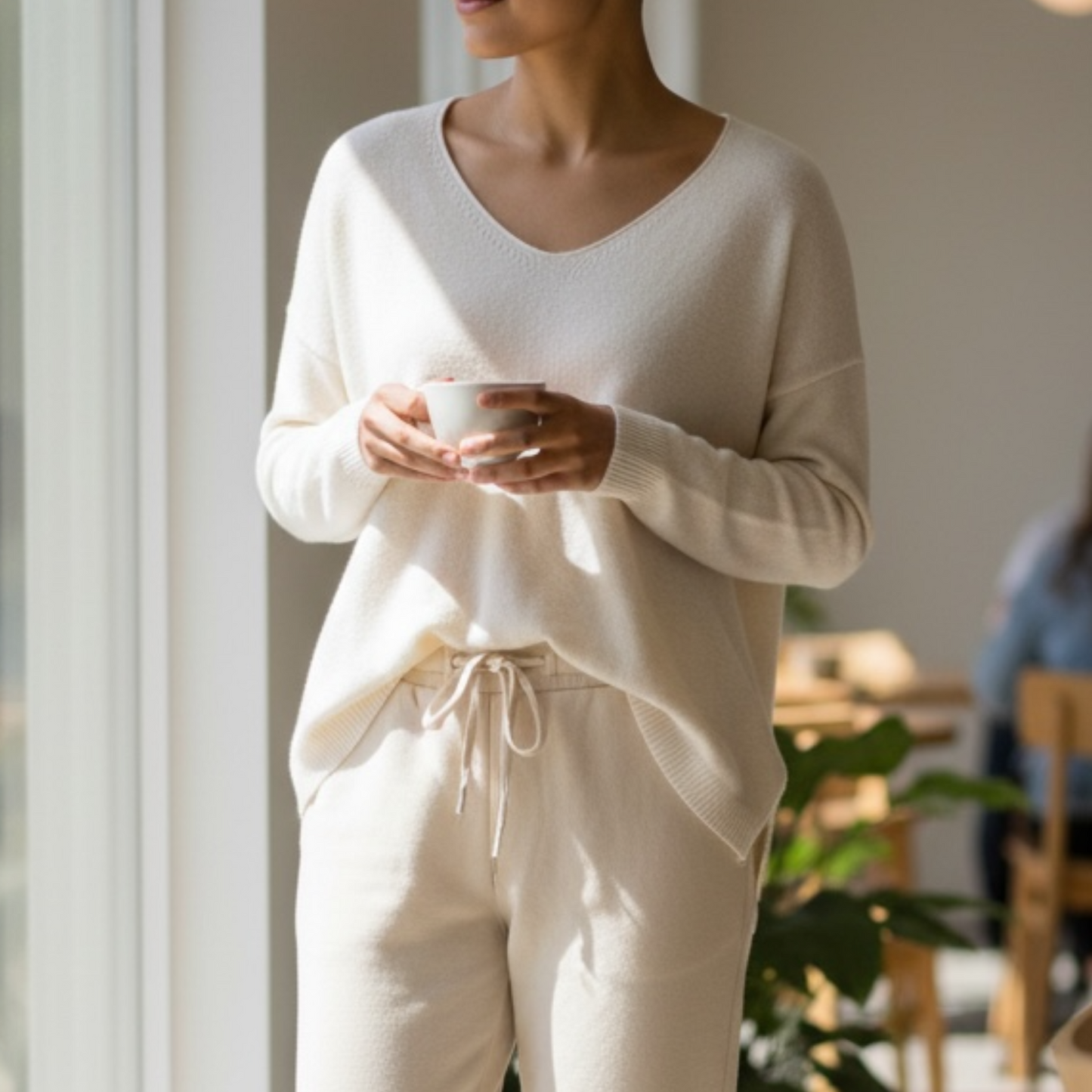 DECK V Neck Jumper Winter White