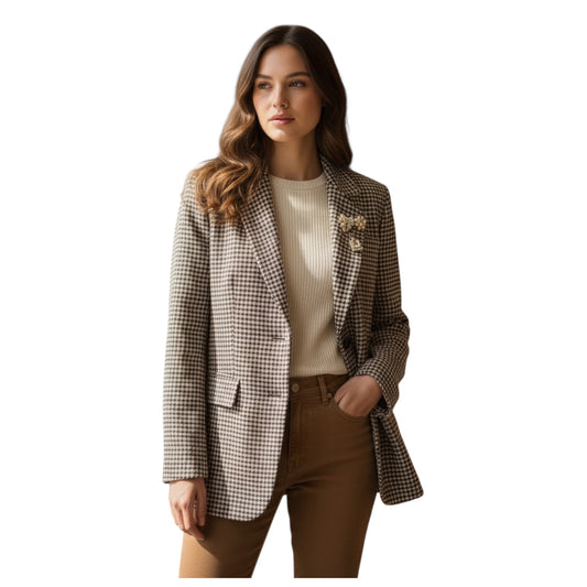 Brown & Beige Tweedy Blazer Brooches