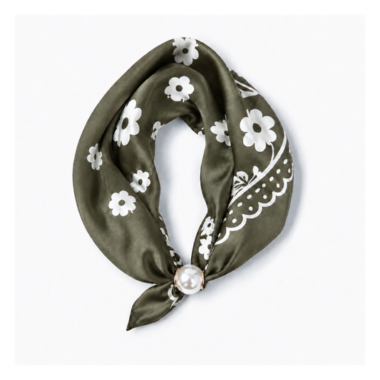 Magnetic Scarf Khaki & Cream Paisley/Floral