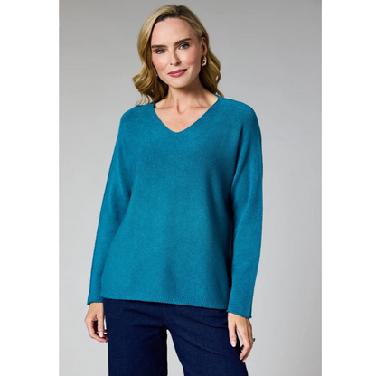 DECK V Neck Knitted Jumper Teal