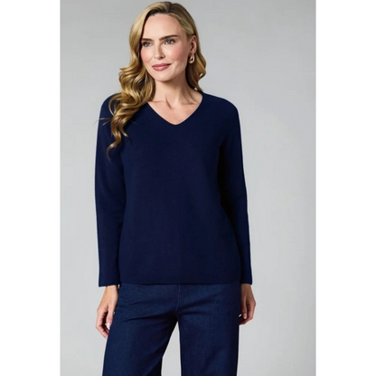 DECK V Neck Knitted Jumper Navy
