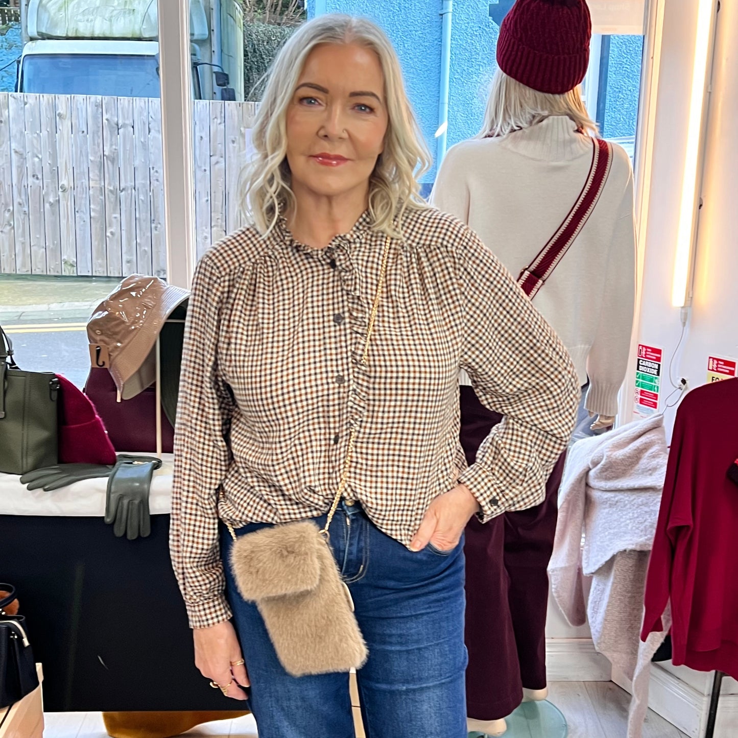 Becky Ruffled Collar Check Shirt