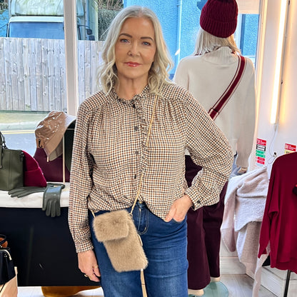 Becky Ruffled Collar Check Shirt