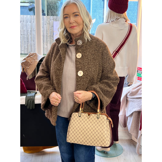 Wool Effect Jacket Mocha Gold Buttons (8-16)