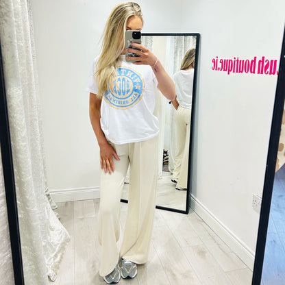 White T-Shirt Vintage Logo Blue
