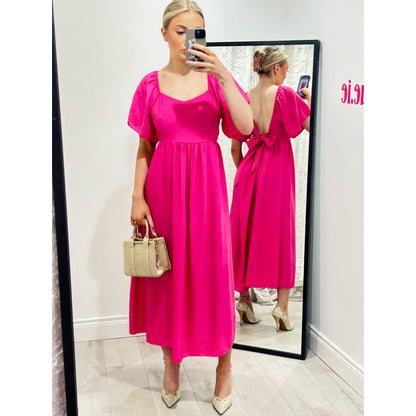 Long Backless Pink Dress With Knot