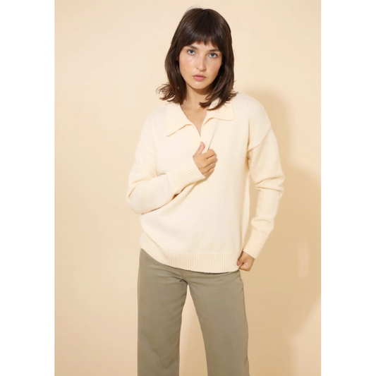 Cream Knitted V Neck Jumper