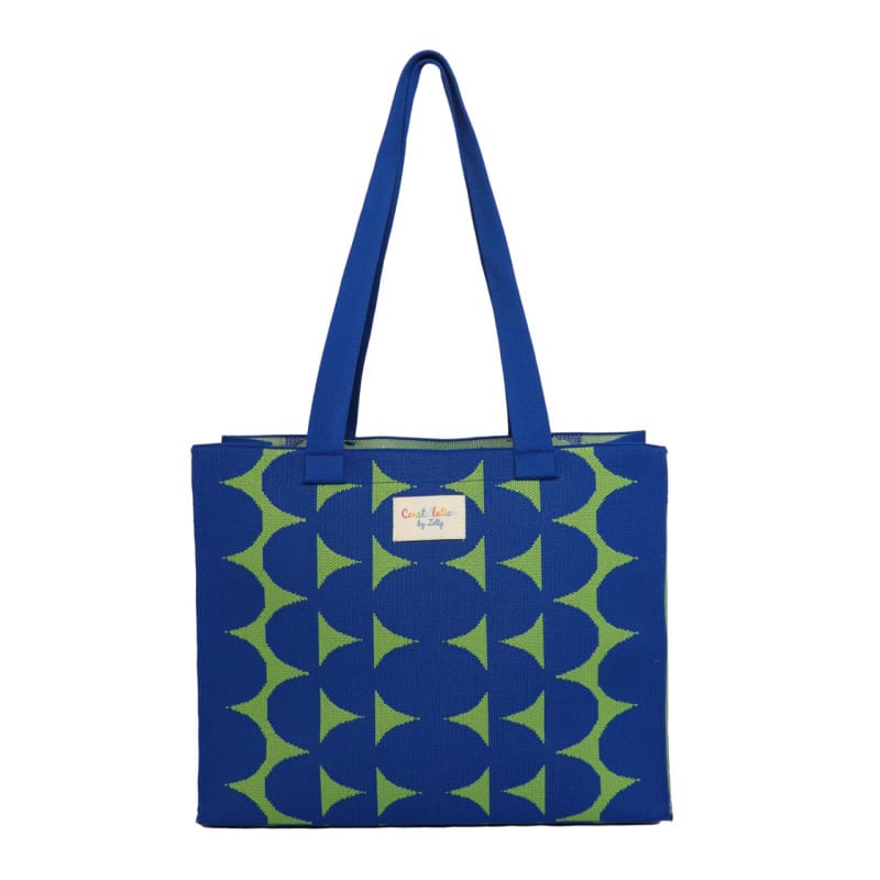 Woven Tote Bag Abstract Blue & Green (Medium)