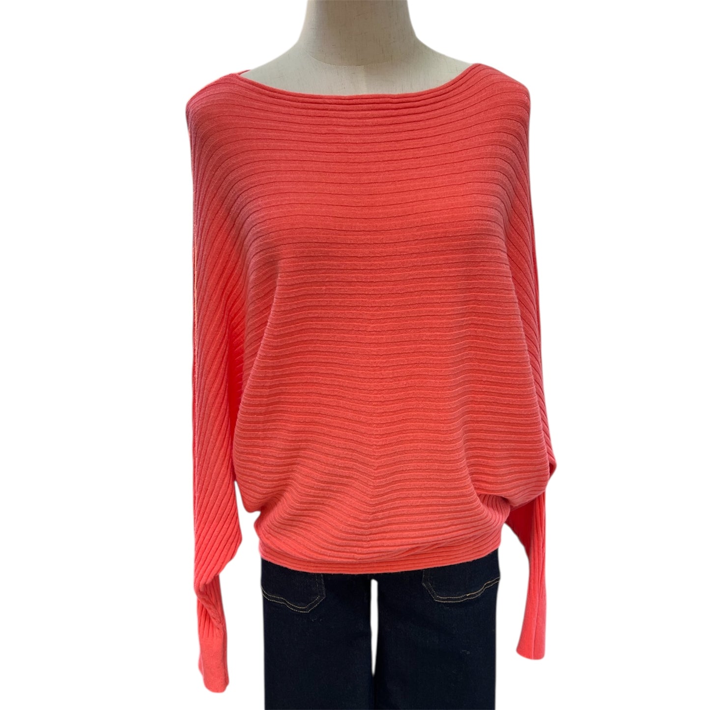 Gloria Ribbed Batwing Jumper Coral