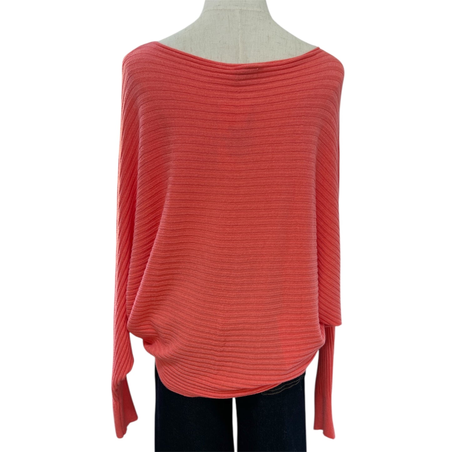 Gloria Ribbed Batwing Jumper Coral