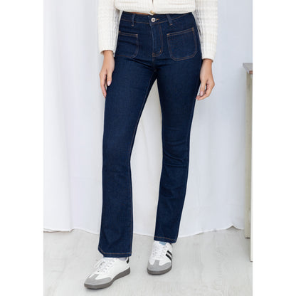 Sylvie Darl Denim Flare Jeans Front Pockets (Size 8)