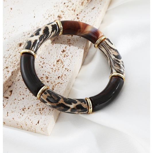 Chocolate & Leopard ElasticatedBangle