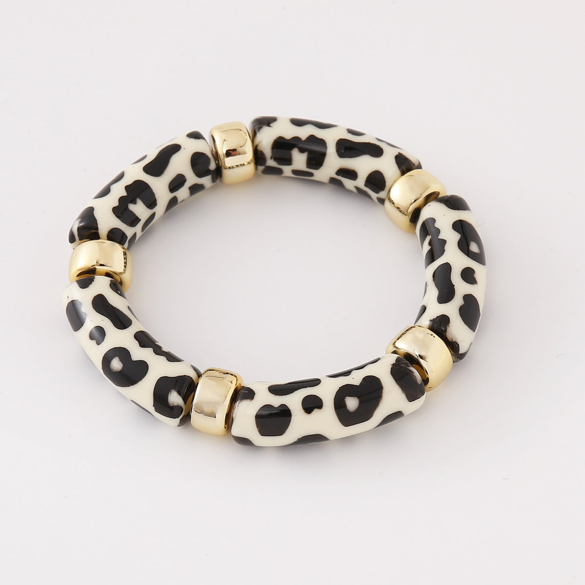 Cream & Black Animal Print Elasticated Bangle