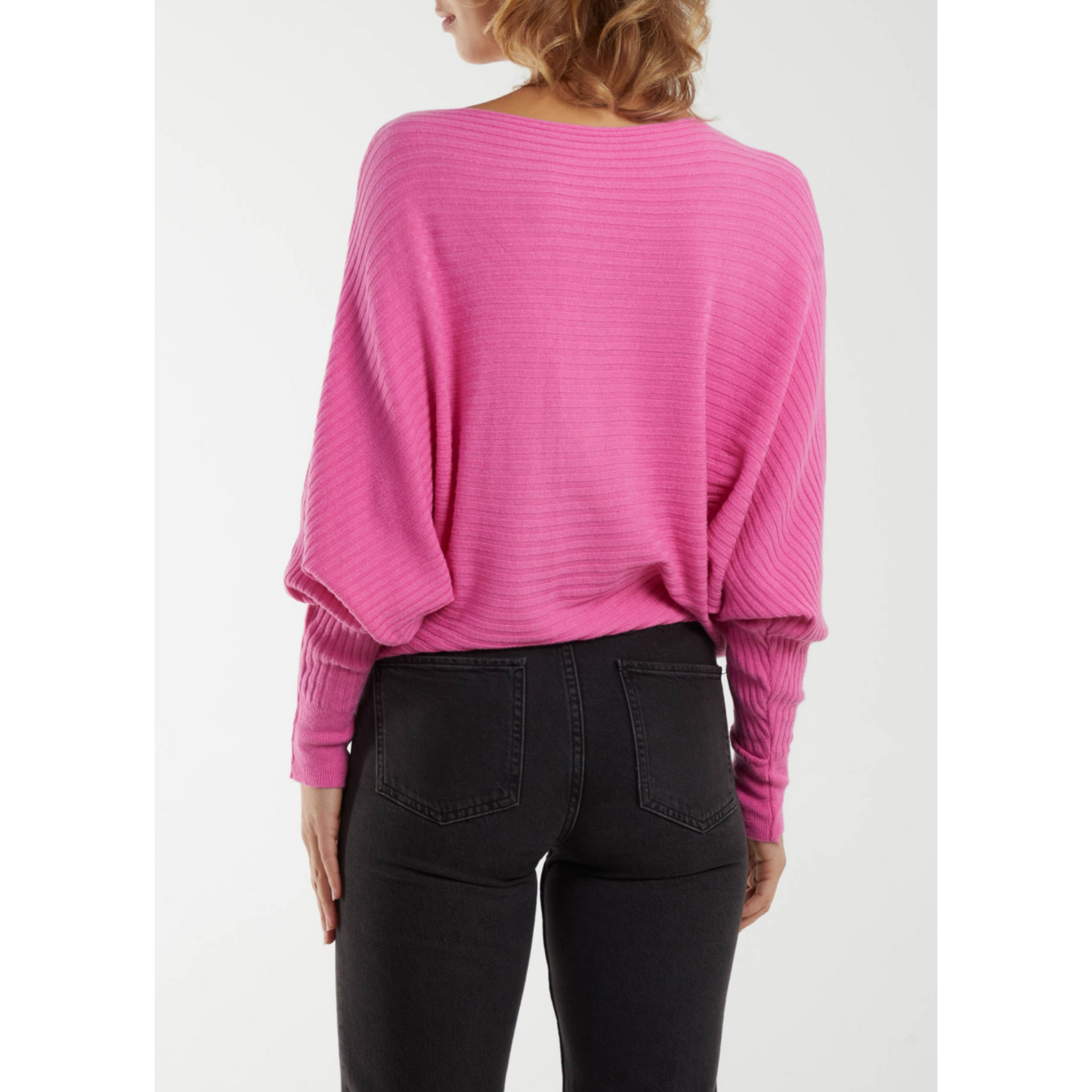 Gloria Ribbed Batwing Jumper Pink