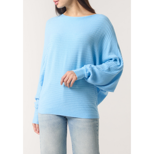 Gloria Ribbed Batwing Jumper Powder Blue