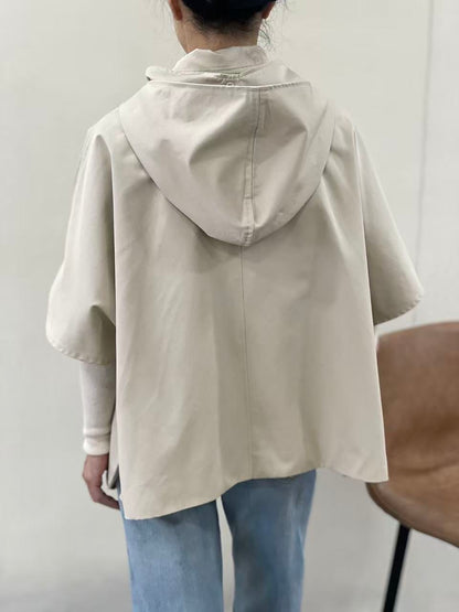 Rhona Beige Jacket/Neck Tie Hood