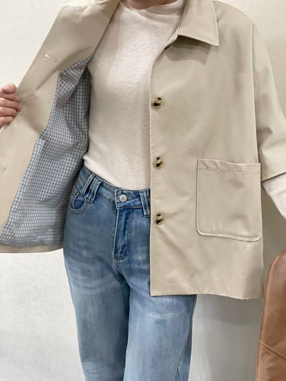 Rhona Beige Jacket/Neck Tie Hood