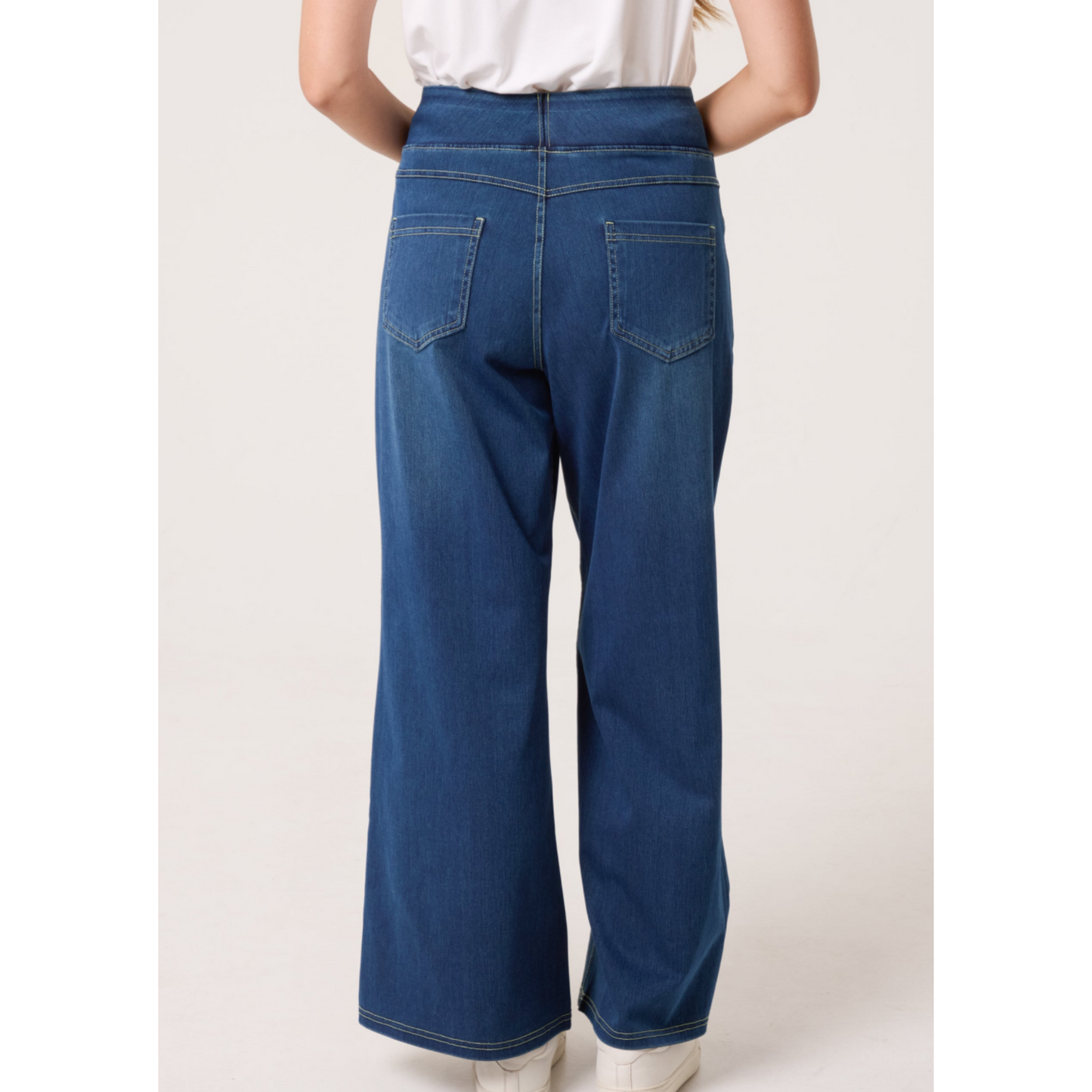 Grainne Blue Denim Wide Leg Elasticated Jeans