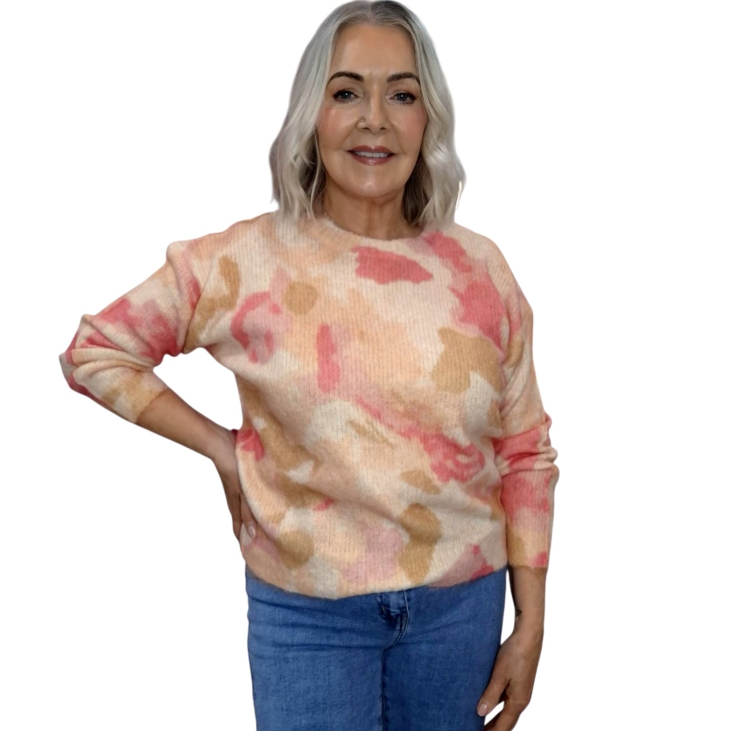 Esme Peach Cream & Beige Jumper