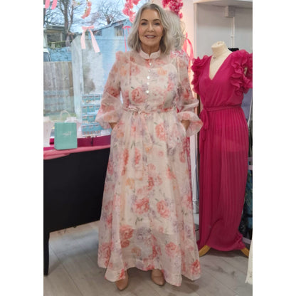 Martha Floral Dress Jewel Buttons